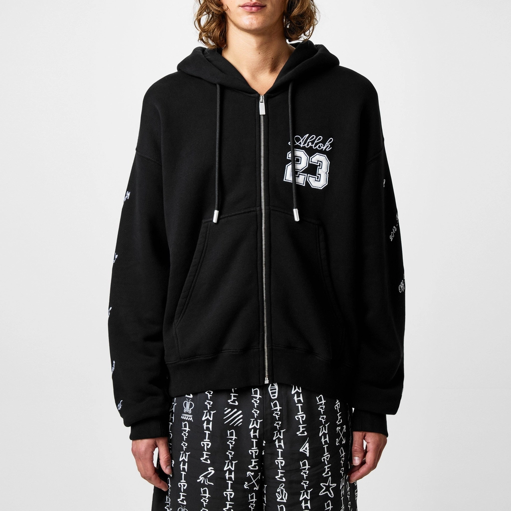 Off White 23 Logo Skate Zip Hoodie - Black White